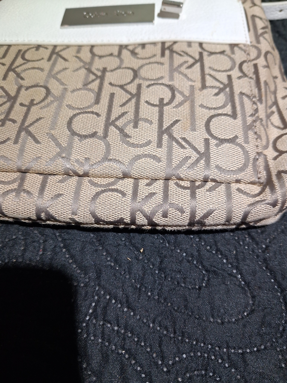 Calvin Klein Beige Monogram Crossbody with White Trim - Picture 5 of 5